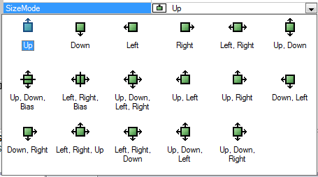 Different size actions are selected from this drop down list.