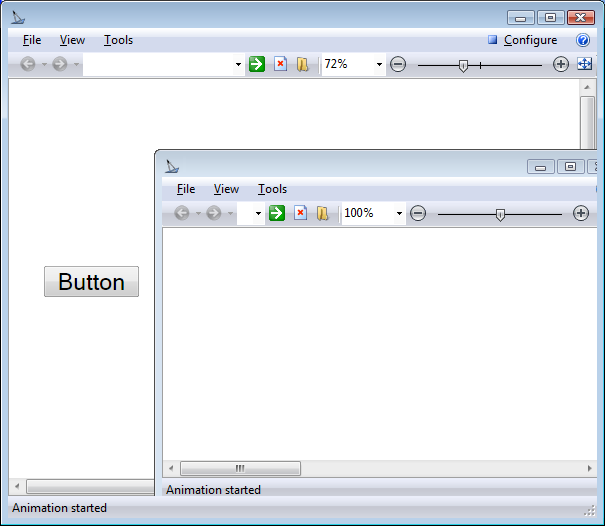 Embedded windows are constrained within the parent window.