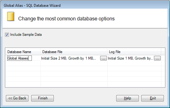 Change database configuration