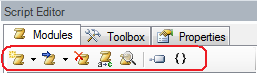 Use this toolbar to create and manage scripts.
