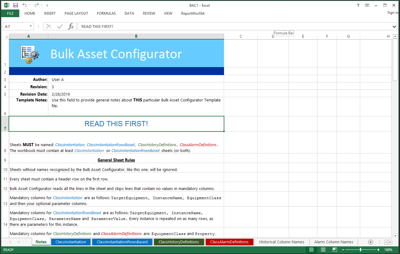 Editing The Excel Auto Instantiation Template