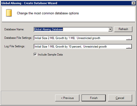 Change database configuration