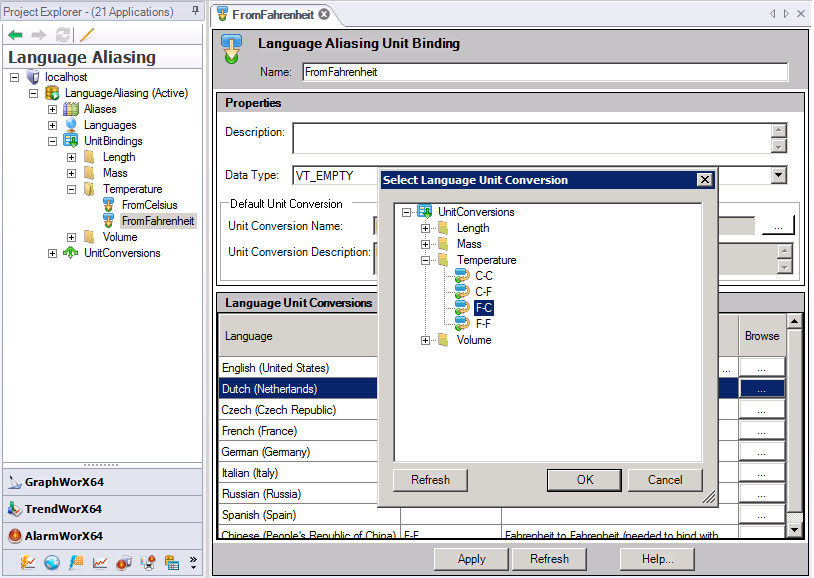 Unit bindings give language specific instructions for conversions.