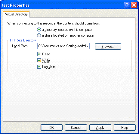 Enable the WRITE property for a virtual folder here. Enable the WRITE property for a virtual folder here.