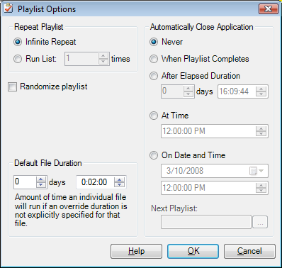 Control playback settings here. Control playback settings here.