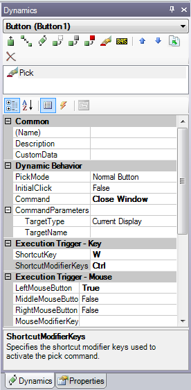A Pick Action definition applied to a button. A Pick Action definition applied to a button.
