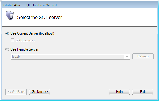 Select the SQL Server Select the SQL Server