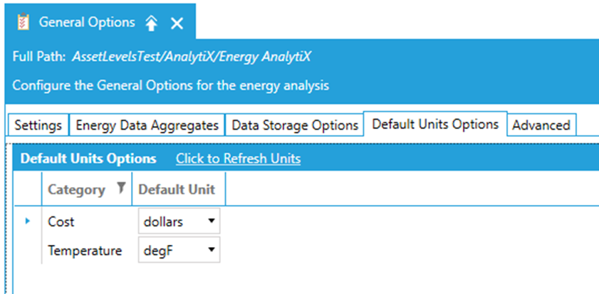 General Options Node for Energy AnalytiX