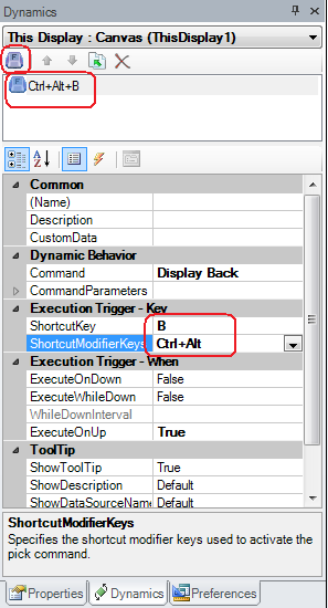 A key action definition. Key actions apply to displays. The key icon (red circle) can be use to create new key actions.